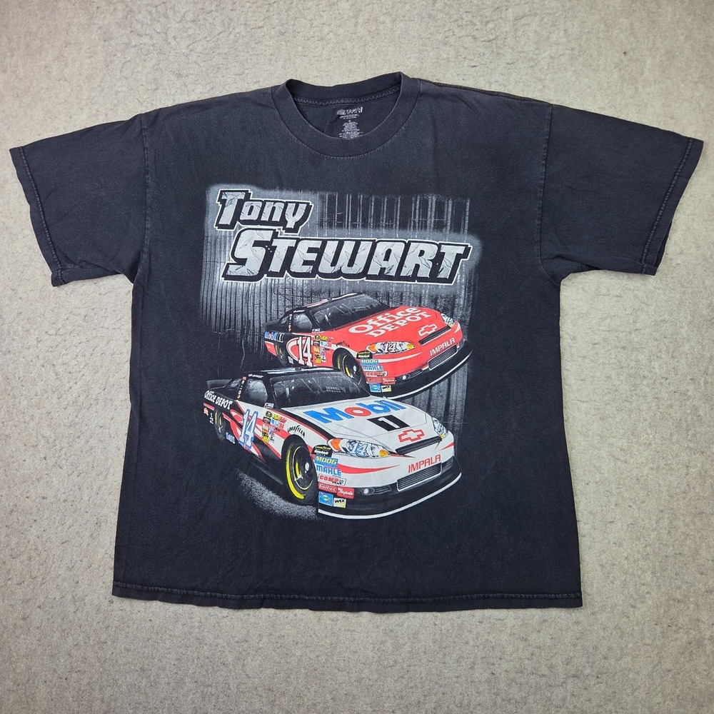 Vintage Tony Stewart #14 T-Shirt Mens XL Black Short Sleeve Nascar Y2K 2011